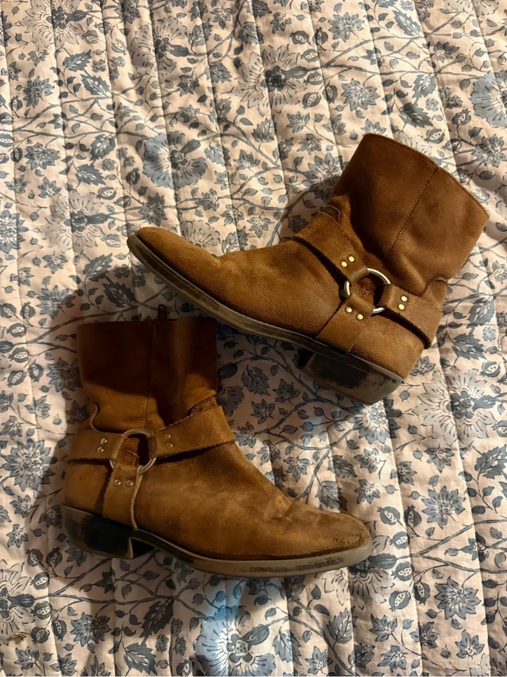 wonder nation Brown Suede Ankle Boots with Ring Harness